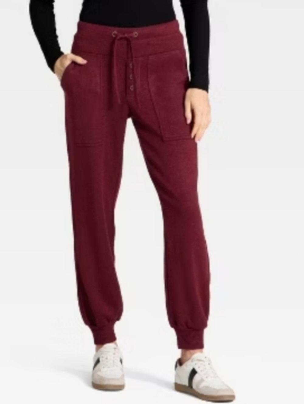 Women's Burgundy Knit Jogger Pants